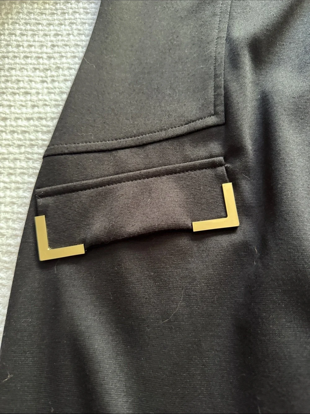Donna Morgan Black shift Dress with Gold Corner Trim - Picture 2 of 4